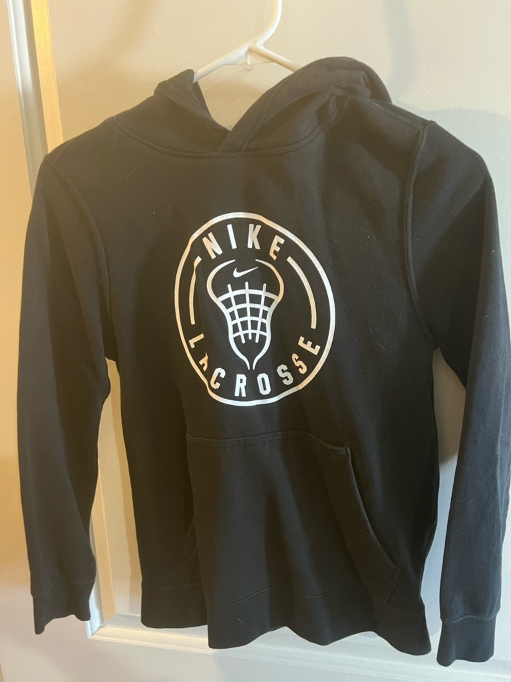 Nike Black Hoodie with White Lacrosse Emblem